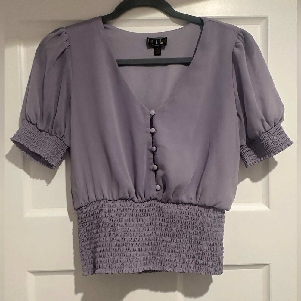 Lilac Smocked Puff Sleeve Blouse